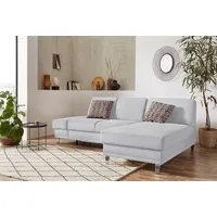 Ecksofa SIT & MORE "Clio L-Form" Sofas Gr. B/H/T: 246cm x 89cm x 165cm, Struktur, Recamiere rechts, ohne Bettfunktion-ohne Bettkasten, silberfarben (silber) wahlweise mit Bettfunktion oder Vorziehsitz und Bettkasten, Federkern