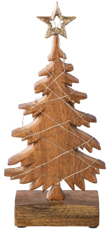 Weihnachtsbaum Lumen Auf Holz Mit Led, 19X5x40cm, Gold