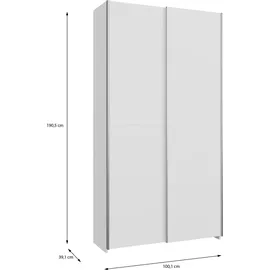 Forte Schwebetürenschrank Nook 100,1 x 190,5 x 39,1 cm Weiß