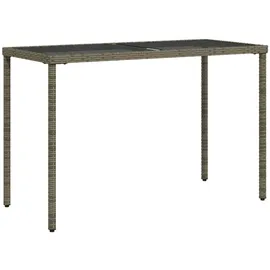 vidaXL Gartentisch mit Glasplatte Grau 115x54x74 cm Poly Rattan
