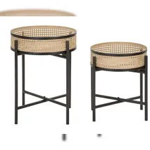 Mauro Ferretti 2er-Set: Beistelltische in Schwarz/ Natur Ø Gr.: onesize