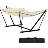GarveeMore Hängematte für 2 Personen mit Gestell,robuste,mit Balancierseil, Doppelhängematte mit Balancierseil,204kg Tragkraft,für Terrasse,Garten beige