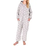 normann Mädchen Schlafanzug Jumpsuit Coralfleece in grau | Gr.: 176