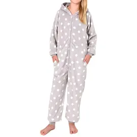 normann Mädchen Schlafanzug Jumpsuit Coralfleece in grau | Gr.: 176