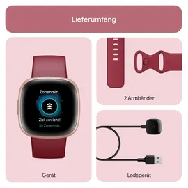 Fitbit Versa 4 aluminium kupferrosé/himbeerrot