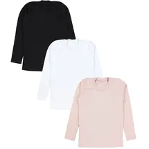 TupTam Mädchen Langarmshirt 3er Pack Langarm Unterhemden Basic Unterwäsche Shirts Unterhemd Farbe: 3er pack Schwarz/Weiß/Pudderrosa, Größe: 140 - 140