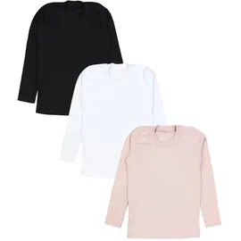 TupTam Mädchen Langarmshirt 3er Pack Langarm Unterhemden Basic Unterwäsche Shirts Unterhemd Farbe: 3er pack Schwarz/Weiß/Pudderrosa, Größe: 140 - 140