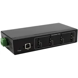 Exsys EX-11214HMVS 4 Port USB 2.0 Metall HUB Netzteil DIN-Rail-Kit Genesys Chipset