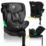 Lionelo Kindersitze Harmony i-Size, 360° EasyTurn Basis, ISOFIX und Stützfuß, BuckleAlarm, Side Impact Guard, Verstellbare Kopfstütze und Rück... - Dunkelgrau