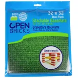 OPEN BRICKS Bauplatten, 32x32 (25,5 x 25,5 cm), Lawn, 2 Stück, Kompatibel mit Allen führenden Marken, Beidseitig bebaubar OB-P32LN2, grün