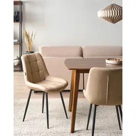 Beliani Esszimmerstuhl Melrose Kunstleder Beige/Schwarz 2er Set