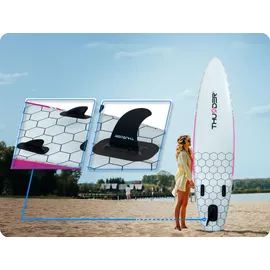 Thunder Mossa SUP Board 320 x 75 x 15 cm Grau/Weiß/Rosa