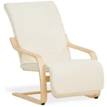 Homestyle4u Relaxsessel Natur Textil 66 x 94 x 62 cm Beige mit Kissen