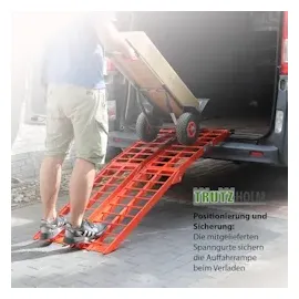 Baumarktplus TRUTZHOLM 2 x Auffahrrampe klappbar 180 cm Traglast 680 kg Alu rot geriffelte
