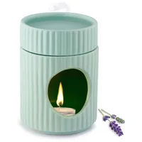 Kaloogo Bali Duftlicht Keramik für ätherische Öle – Beruhigendes Design – perfekte Wärmeabgabe – hochwertige Duftlampe Teelicht – für Duftwachs und Duftöl – Aromalampe – Saucenwärmer (pastellgrün)