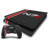 Head Case Designs Offiziell Offizielle EA Bioware Mass Effect N7 Logo Grafiken Matte Vinyl Haut Gaming Aufkleber Abziehbild kompatibel mit Sony Playstation 4 PS4 Slim Console & DualShock 4 Controller