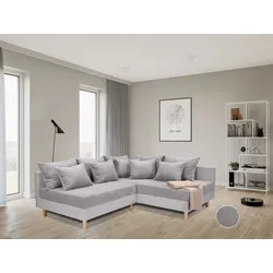 Ecksofa COLLECTION AB "L-Form", grau (hellgrau), B:201cm T:186cm, 100%Polyester, Sofas, Ecksofa,Ottomane rechte Seite montierbar,Komfortablen bonnelfederkern