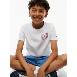 Tommy Hilfiger T-Shirt TOMMY HILFIGER, Jungen, Gr. 3 (98), weiß, Single Jersey, Obermaterial: 100% Baumwolle, unifarben, regular fit normal, Rundhals, abgesteppte Kante, Shirts T-Shirt, Rundhalsausschnitt, Regula Fit, reine Baumwolle, Kinder bis 16 Jahre