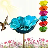 Blumen Gartenstecker VogelträNke, Bienentränke für Den Garten, Gartenstecker Metall, Erwecken Sie Ihren Garten Zum Leben, Ldeal für Beete & Wege (1pcs*Blau,Metallic)