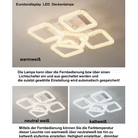 Eurotondisplay.com LED Deckenlampe DF-4+1 Deckenleuchte Leuchte Lampe mit Fernbedienung Lichtfarbe/Helligkeit einstellbar dimmbar Deckenlampe LED Deckenleuchte - Weiß