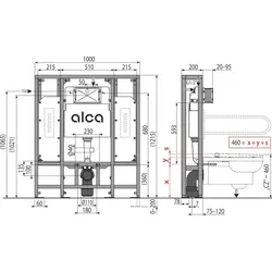 Alcadrain s.r.o. AM116/1300H Solomodul Vorwandinstallationssystem für Trockenbau (freistehend) – für Personen mit eingeschränkter Mobilität