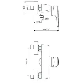 Ideal Standard Brausearmatur Aufputz für 1 Verbraucher Chrom BD037AA