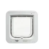 SureFlap Sure Petcare Mikrochip Katzenklappe, mit RFID-Halsbandanhänger und Mikrochip kompatibel, EIN-Tasten-Steuerung, zur Installation in Türen, Weiß, 4 AA Batterien erforderlich, Nicht enthalten
