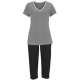 H.I.S. H.I.S Damen Capri-Pyjama schwarz-gestreift Gr.32/34