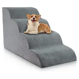 Vier 50,5 cm Lange Haustiertreppe mit hoher Dichte und verbesserter Rutschfester Unterseite und hohem Komfort – Hundetreppe für hohe Betten, Hundetreppe für hohes Bett (4 Stufen)