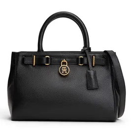 Tommy Hilfiger American Icon Mini Tote Leather Henkeltasche Leder Black