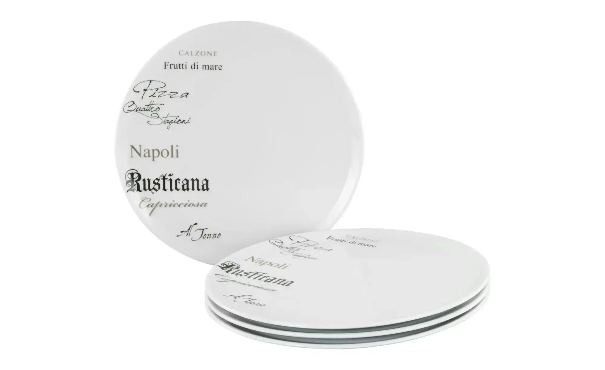 CreaTable Pizzateller 4er Set Europa ¦ weiß ¦ Porzellan ¦ Maße (cm): B: 35 H: 18