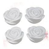 AOKWAWALIY 4 Stück Laterne Dekor Rosenform Teelichter Künstliche Laterne Rose Blume Lichter Rose Blume Geschenk Teelichter Kerzen Teelicht Kerzen Blume Auto Dekor Aufladbare Teekerze Weiß