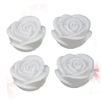 4 Stück Laterne Rosenform Teelichter Künstliche Laterne Rose Lichter Rose Geschenk Teelichter Kerzen Teelicht Kerzen Auto Aufladbare Teekerze Weiß