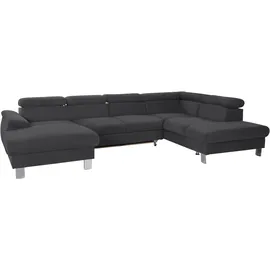 Cotta Wohnlandschaft Kunstleder U-Form 320 cm Schwarz