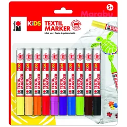 Marabuwerke KiDS Textil marker, Beige, Schwarz, Blau, Braun, Grün, Orange, Pink,