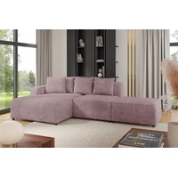 Fun Möbel Ecksofa Designersofa MEGAN XS inkl. Hocker Stoff Poso Altrosa Ottomane Links