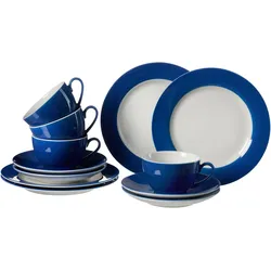 Kaffeeservice RITZENHOFF & BREKER "Doppio", blau, 12 tlg., Porzellan, Geschirr-Sets, Geschirr-Set