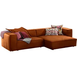 W.Schillig Ecksofa »around-the-block, modern und elegant, bequem, L-Form« mit eleganter Biese, mit Federkern braun