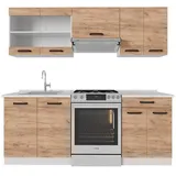 Vicco Küchenzeile R-Line 200 cm Goldkraft Eiche/Weiß