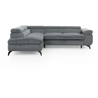 S-Style Eckcouch Cord 2-Sitzer Grau
