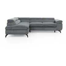 S-Style Eckcouch Cord 2-Sitzer Grau