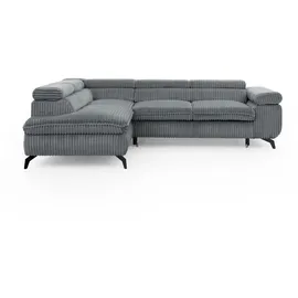 S-Style Eckcouch Cord 2-Sitzer Grau