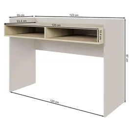 Selsey Tabise – Schreibtisch mit zwei Fächern, Kaschmirbeige / Eicheoptik, 120 × 53 cm - Beige