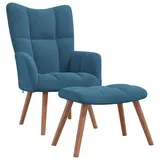 vidaXL Relaxsessel mit Hocker Blau Samt