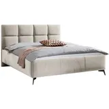 Mirjan24 Polsterbett Genua, Bett mit Bettkasten, Polsterkopfteil, Gasdruckfeder und Metallfüße (Farbe: Fresh 01, Größe: 140x200 cm, - Beige