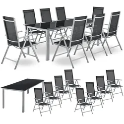 Juskys Aluminium Gartengarnitur Milano Gartenmöbel Set mit Tisch und 8 Stühlen Silber-Grau
