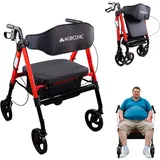 Mobiclinic Gehhilfe Klappbar XXL bis 204 kg verstärktes Aluminium rot