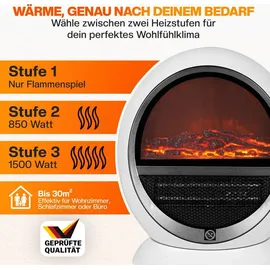 DEUBA Heizlüfter Kamin Optik 1500 W Weiß