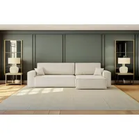 kaiser möbel Ecksofa mit schlaffunktion und bettkasten, Eckcouch BEST XL stoff Quelle Ecru Rechts - Creme