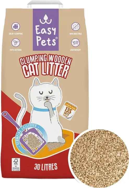 EasyPets klumpendes Holzkatzenstreu 30 L